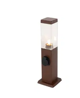 Vonkajšia lampa hrdzavohnedá 45 cm so zásuvkou IP44 - Malios