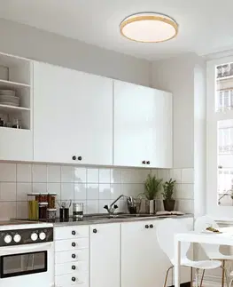 LED stropná lampa biela + drevená 24W 4000K lampa Gandava