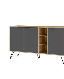 Konzolový stolík Clara Console - Oak, Anthracite