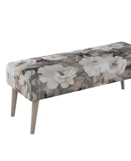 Dekoria Lavica natural, svetlé kvety na sivom podklade so svetlo ružovou a béžovou, 100 x 40 x 40 cm, Gardenia, 142-13