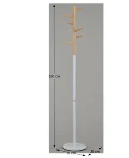 KONDELA Horst vešiak biela / prírodná