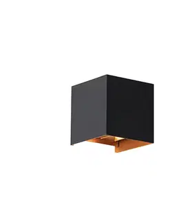 Vonkajšia nástenná lampa čierna so zlatom vrátane LED 2-svetlo IP54 - Edwin