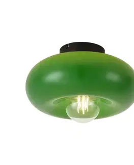 Retro stropné svietidlo čierne so zeleným sklom 30cm - Glaze