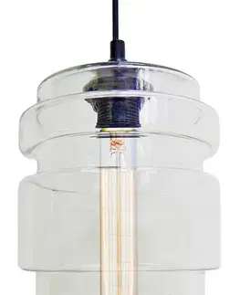 Závesná lampa z bezfarebného skla + žiarovka E27 60W Decorado