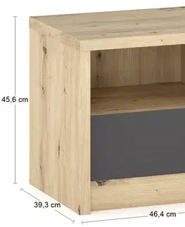 NABBI Daicos N nočný stolík (2 ks) dub artisan / sivá