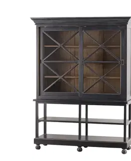 Dekoria Kredenc Rimir 160 x 50 x 220 old black & natural, 160 x 50 x 220 cm