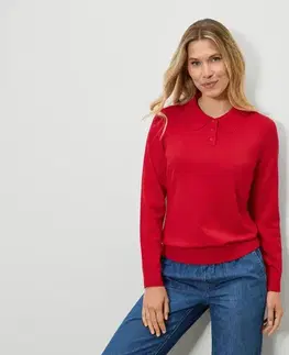 Pulóver z jemnej pleteniny s polo golierom