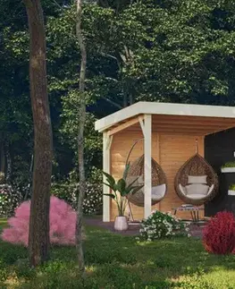 Drevený záhradný domček KERKO 6 s prístavkom 240 Lanitplast