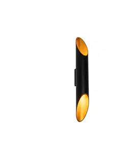 Moderná nástenná lampa čierna so zlatým vnútrom 5,6 cm - Organo