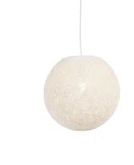 Rustikálne závesné svietidlo biele 35 cm - Corda