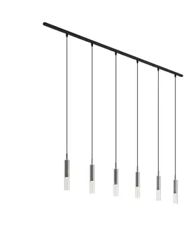 Moderný koľajnicový systém čierny so 6 závesnými svietidlami Gunmetal 1-fázový - Slimline Loyce
