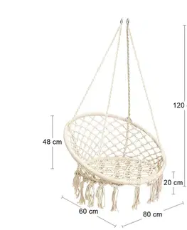 NABBI Hoppy závesné hojdacie kreslo 120x80 cm krémová