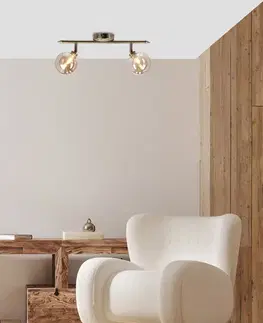 Stropná lampa Rodia patinovaná páska 2x40W g9 jantárové tienidlo