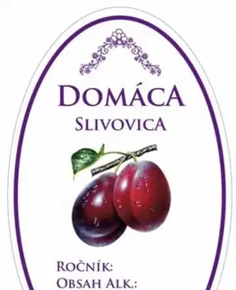 Kinekus Samolepka DOMÁCA SLIVOVICA, oválna, biela, bal. 16ks etikiet