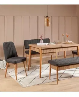 Jedálenský set s rozkladacím stolom a lavicami, ľan