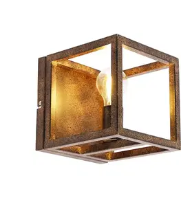Priemyselná nástenná lampa hrdzavohnedá - Cage
