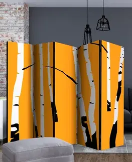 Paraván Birches on the orange background Dekorhome