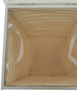KONDELA Basket kôš na prádlo bambus / biela / béžová