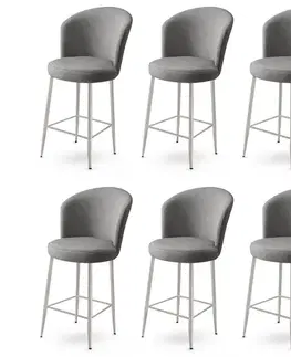 Bar Stool Set (6 Pieces) Alte - Grey, Chrome