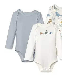 Body s dlhým rukávom, 3 ks, dinosaurus