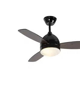 Stropný ventilátor čierny s potlačou dreva 96 cm s diaľkovým ovládaním - Rotar