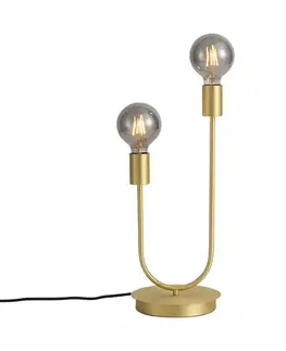 Stolná lampa Art Deco mosadz 2-svetlá - Tuning