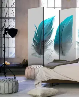 Paraván Blue Feathers Dekorhome