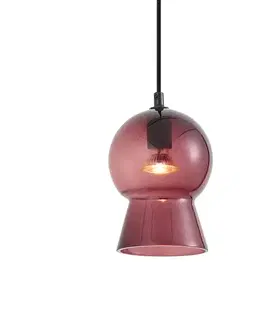 Retro závesná lampa čierna s fialovým sklom pre 1-fázový koľajnicový systém - Iconic Bell