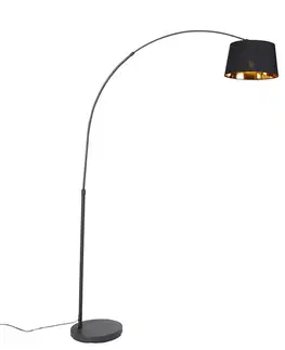 Moderná oblúková lampa čierna so zlatom - Arc Basic