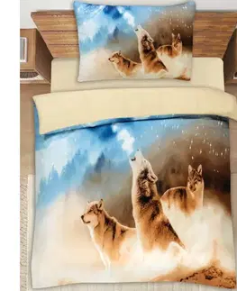 3D obliečky polycotton Vlk 200x140cm+90x70cm TiaHome