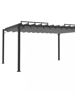 Pergola s lamelovou strechou 3 x 4 m hliník / látka Dekorhome