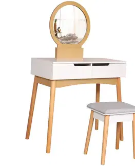 Toaletný stolík + Taburetka Sylvia 017 9515 biela/prírodný