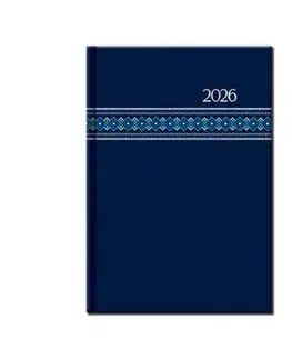Týždenný diár A5 2026 FOLK modrý