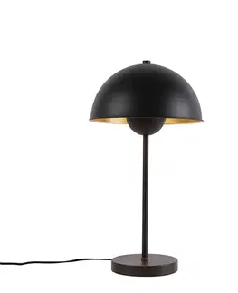 Retro stolná lampa čierna so zlatom - Magnax