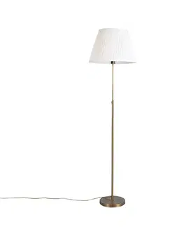 Stojacia lampa bronzová so skladaným tienidlom krémovým 45 cm nastaviteľná - Parte