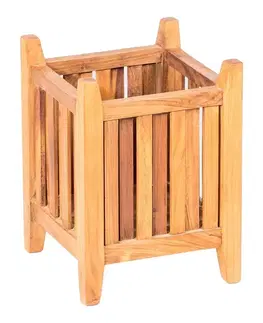 DEOKORK Záhradný teakový kvetináč ECO 55 × 55 × 66 cm