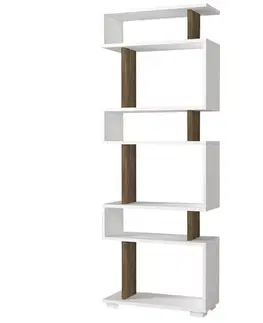 Knižnica Blok - White, Walnut