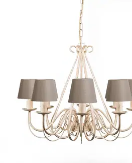 Lustr krémovej farby 60 cm s tienidlami v odtieni taupe - Giuseppe 8