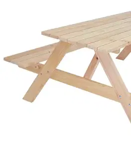 Masívny drevený pivný set so sklopnými lavicami 180 cm (prírodný)