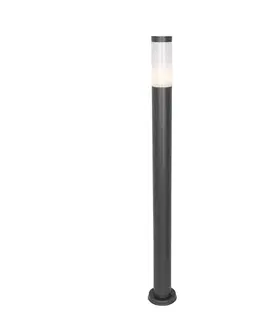 Moderná vonkajšia stĺpová lampa tmavosivá s opálom 110 cm IP44 - Rox