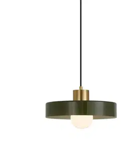 Retro závesná lampa mosadzná so zelenou pre 1-fázový koľajnicový systém - Iconic Jina