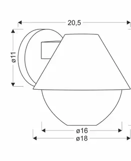 Nástenná lampa Hendera záhradná 20,5x17,5 čierna 1x40W E27 kužeľové tienidlo IP44