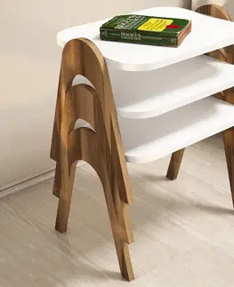 Sada odkladacích stolíkov (3 kusy) Paris - Walnut, White