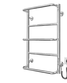 Mario-Radiators Kúpeľňový rebríkový radiátor LUX 65W/230V 66x42 cm nerez/lesklý chróm pravostranný 2.3.0313.10.P