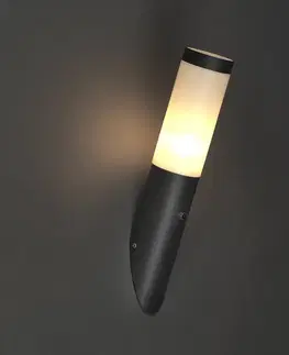 Moderná vonkajšia nástenná lampa tmavosivá IP44 so senzorom súmraku - Rox