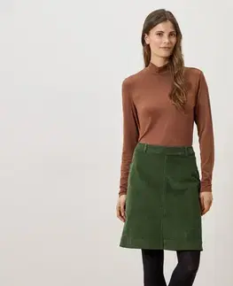 Menčestrová sukňa, tmavozelená