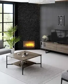 TV stolík Chrome Line - Walnut, Black
