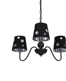 Čierna závesná lampa s lustrom 3xE14 Batley Ledea