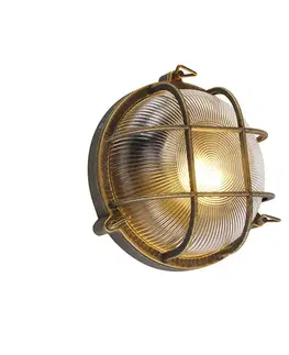 Nástenná a stropná lampa zlatá/mosadzná okrúhla IP44 - Noutica