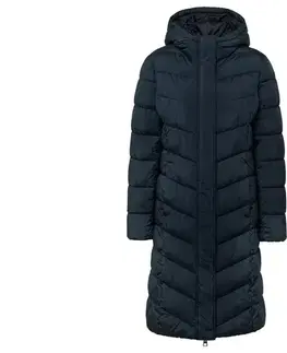 Prešívaný kabát s kapucňou, tmavomodrý